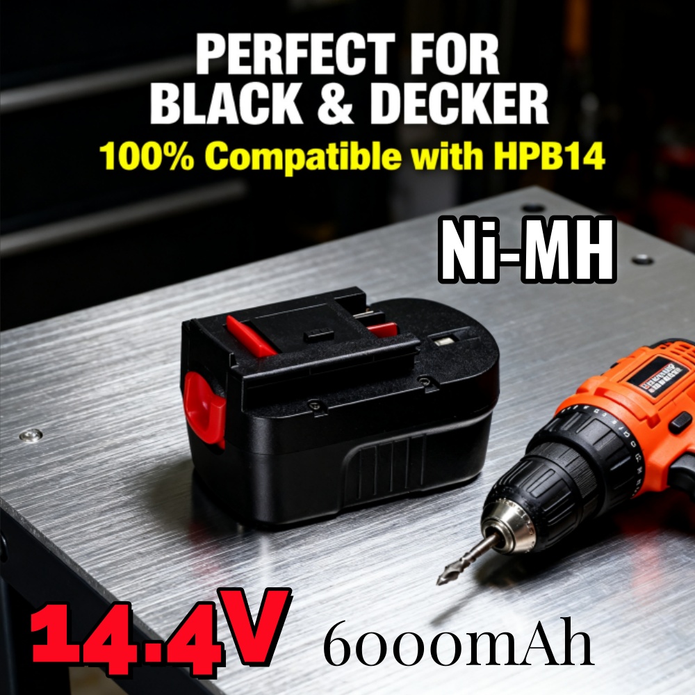 Black+Decker Tool Cordless - Bateria Ni-MH de 14.4V 6000mAh Aprimorada